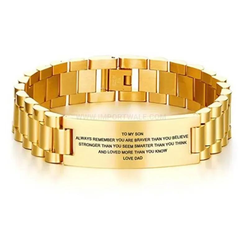 Stylish Men Titanium Steel Engraved Bio Magnetic Bracelet