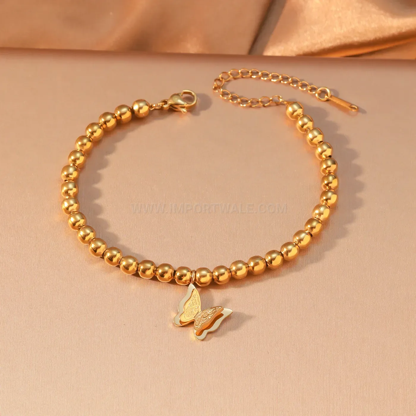 Stainless Steel Islamic Sabr Shukr Tawakkul Butterfly Beaded Bracelet