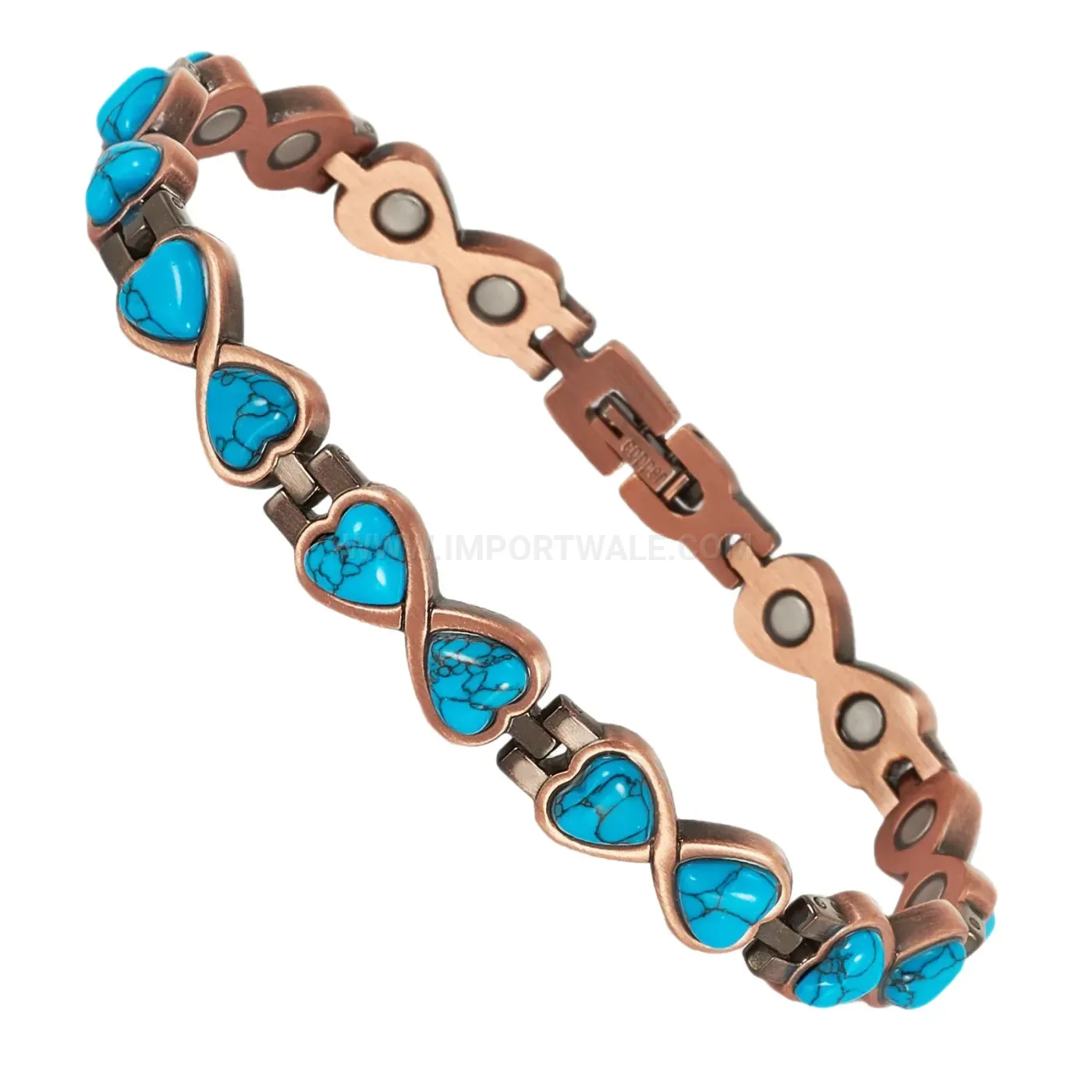 Stylish Vintage Heart Cutout Red Copper Magnetic Energy Bracelet
