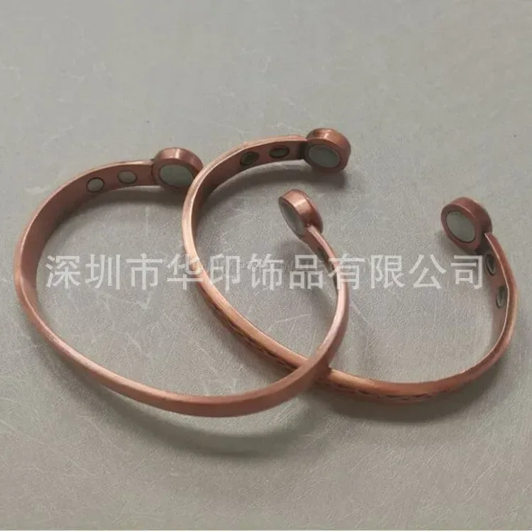 Vintage Red Copper Adjustable Open Cuff Magnetic Energy Bracelet