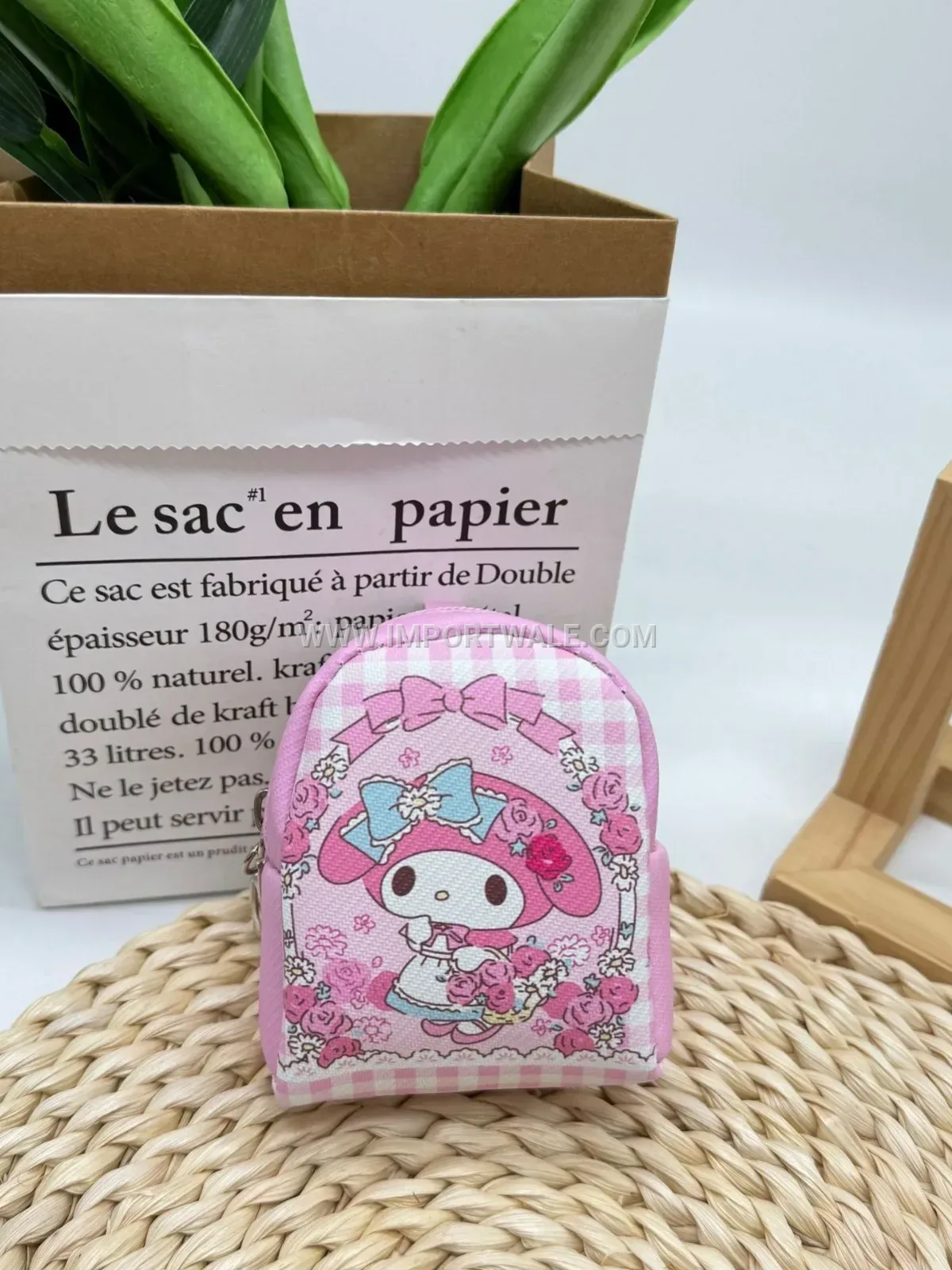 Mini Cartoon Character PU Leather Chain Keychain Pouch