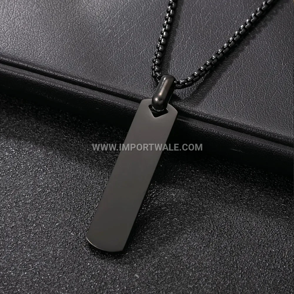 Men Smooth Geometric Tag Stainless Steel Necklace