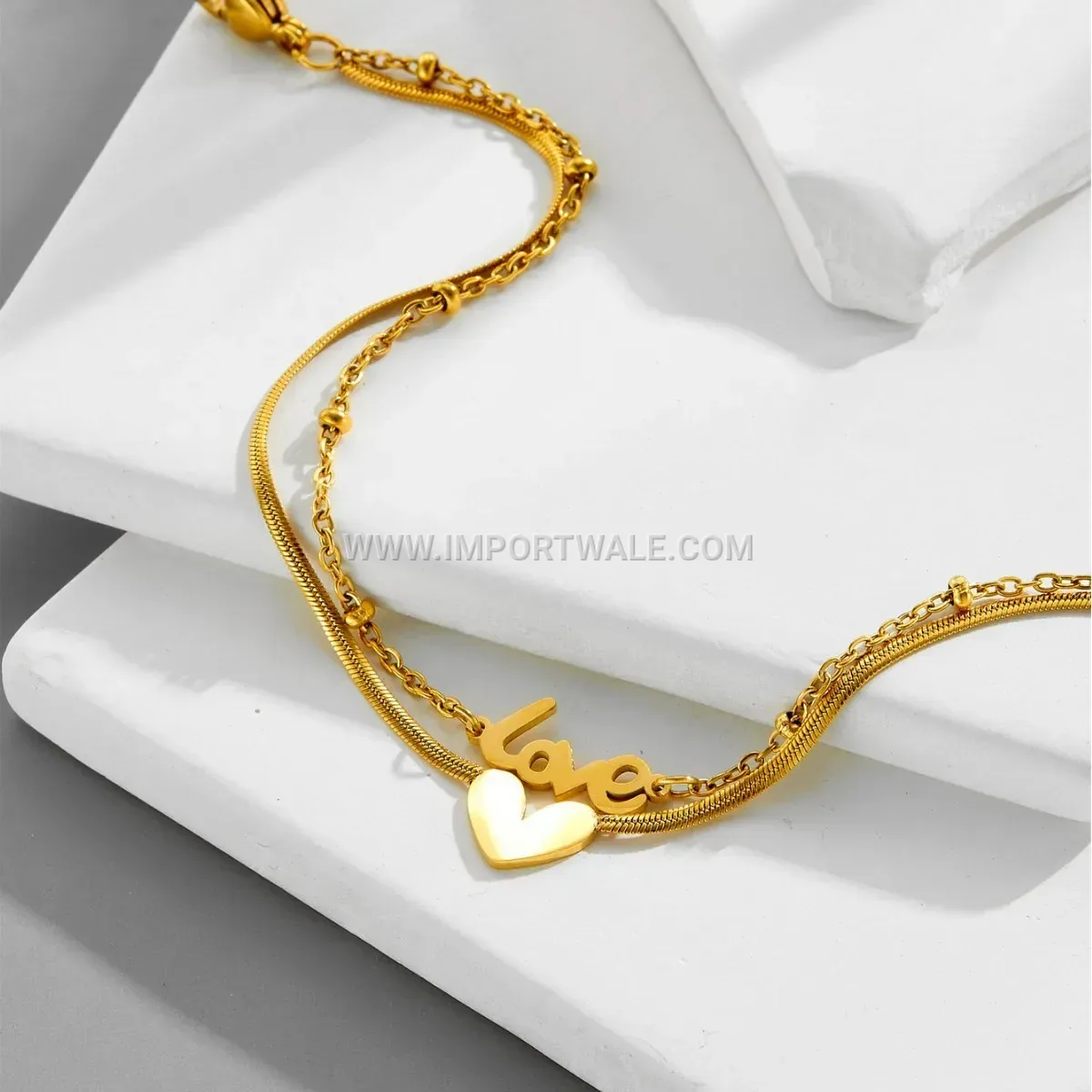 Minimalist English Letter Heart Titanium Steel Anklet