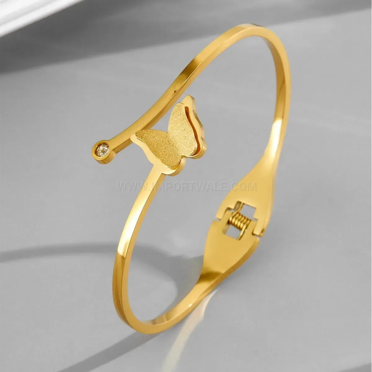 Frosted Butterfly Motif Titanium Steel Sleek Bangle