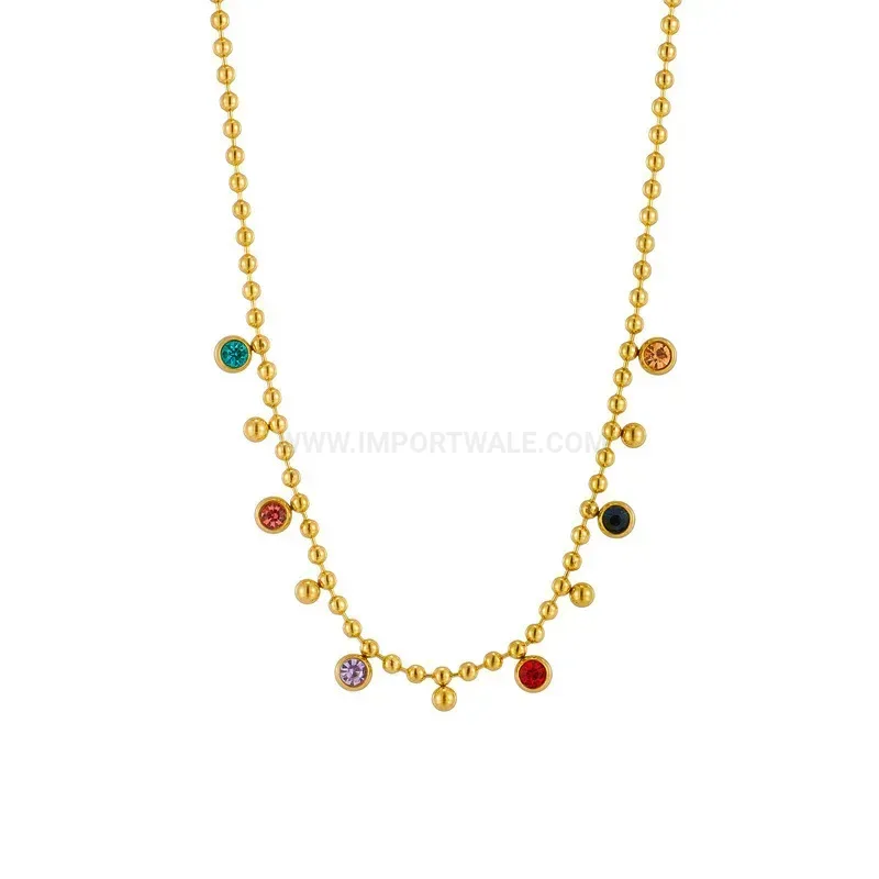 Bold Gold-Plated Titanium Steel Bead Chain Crystal Set