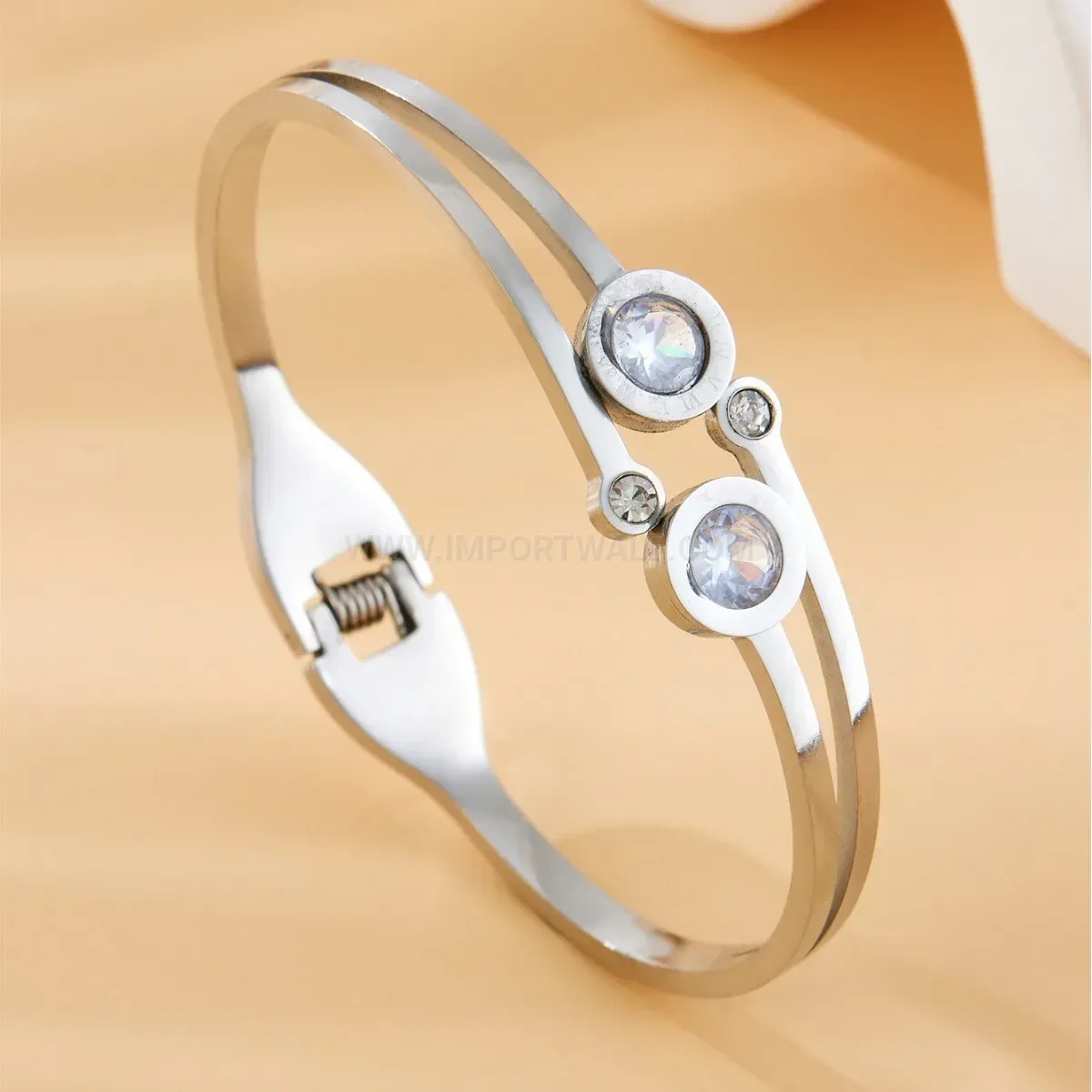 Designer Roman Numeral Crystal Pave Open Bangle