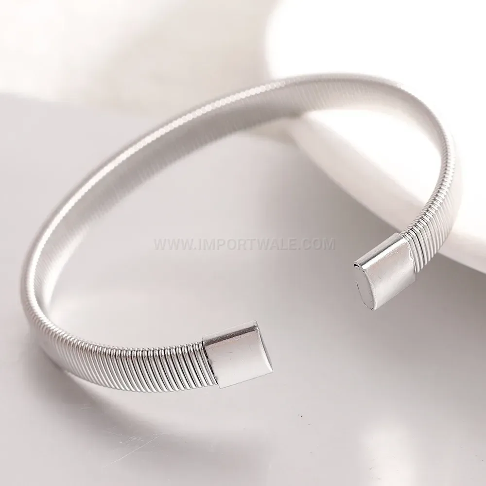 Chic Minimalist Stainless Steel Flexible Open Wire Cuff Bracelet