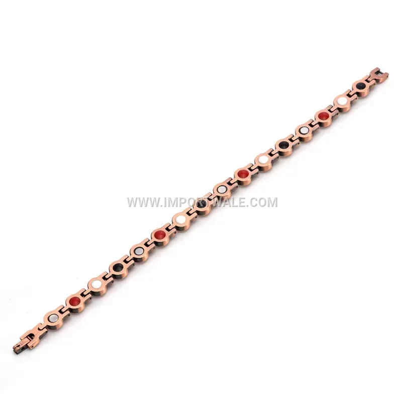Pure Copper Magnetic Bracelet Accentuated with Surface Stones