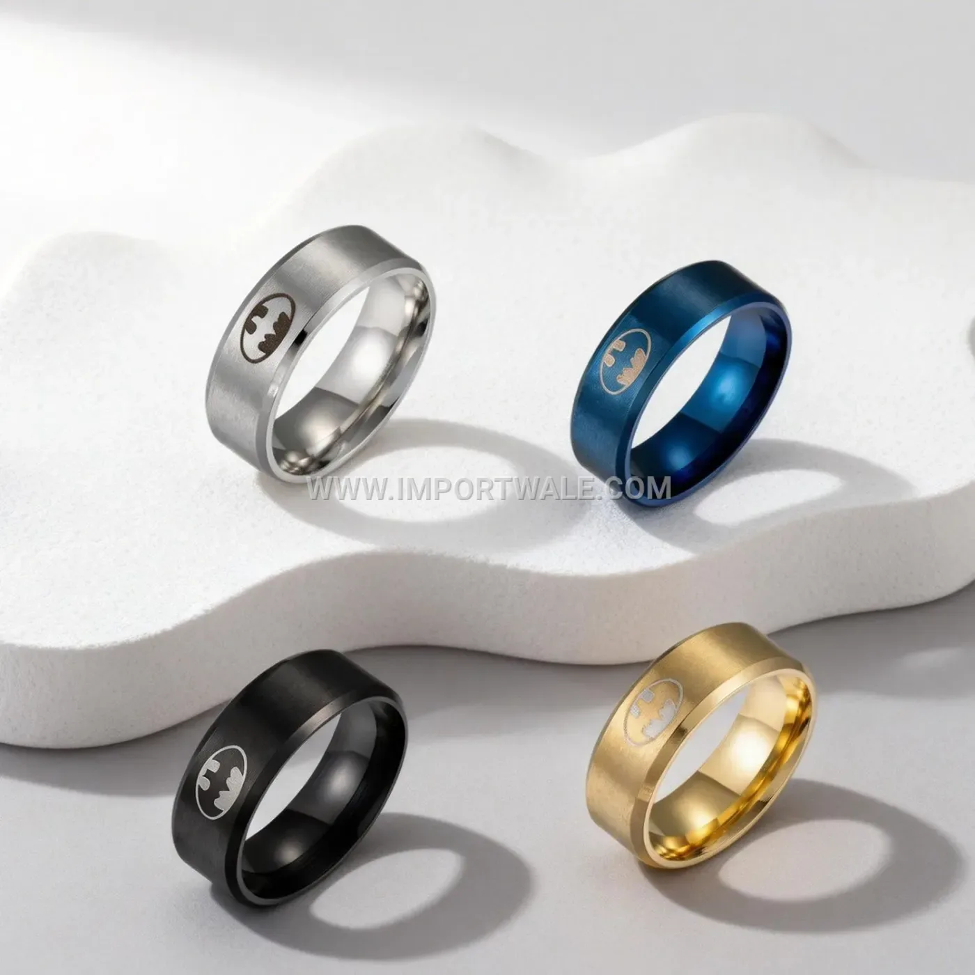 Engraved Emblem Stainless Steel Character Band Ring