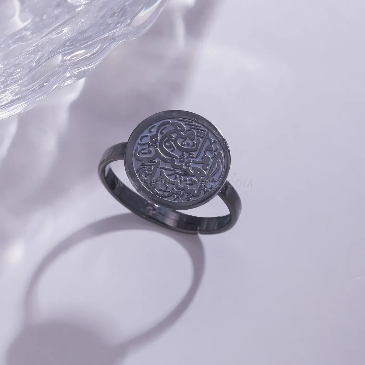 Stainless Steel Islamic Calligraphy Script Band Ring