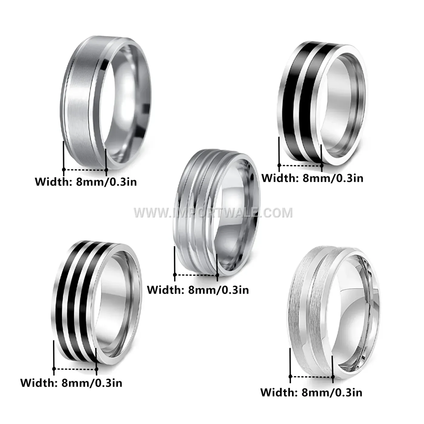 Minimalist Gold Plated Stainless Steel Band Ring Set