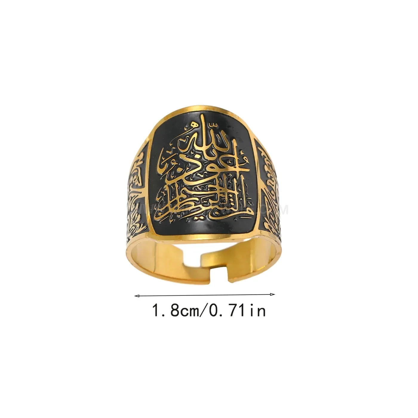 Stylish Ta'awwudh Arabic Script Stainless Steel Statement Ring