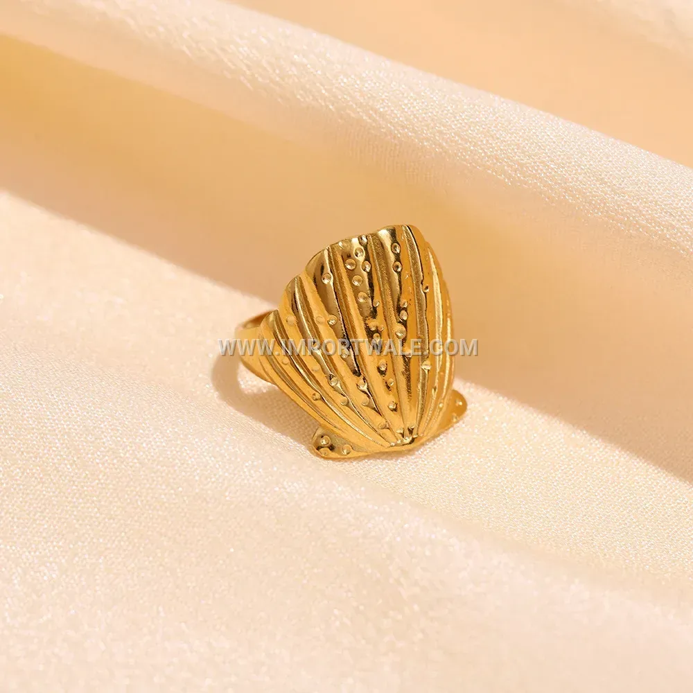 Geometric Gold Plated Stainless Steel Open Ring