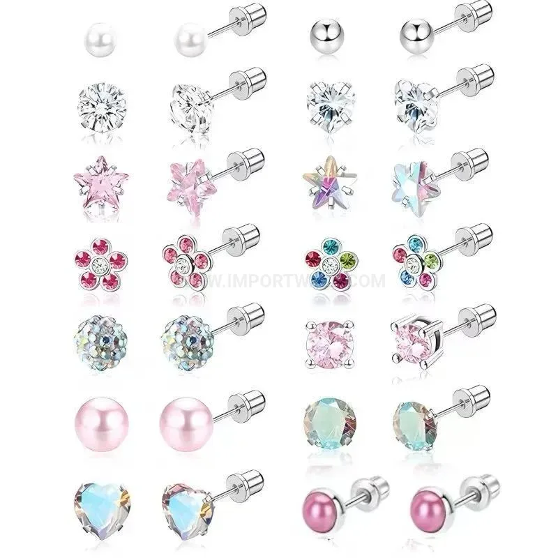 Modern Stainless Steel Heart Clay Ball Cartilage Piercing Set