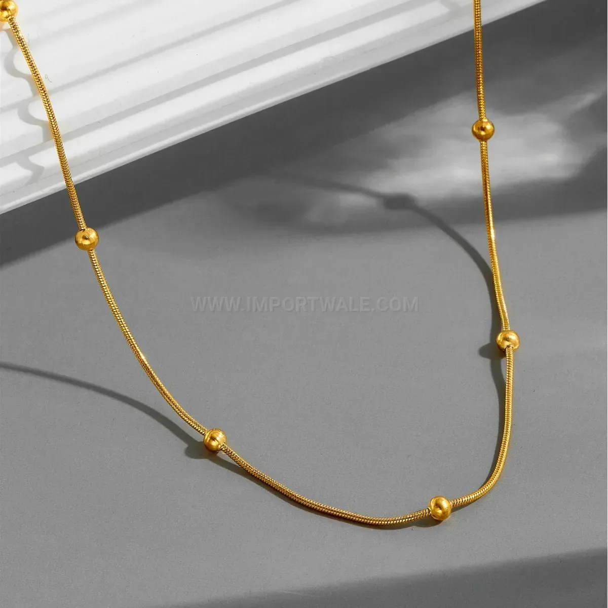 Double Layer Gold Plated Bead Snake Chain Bracelet