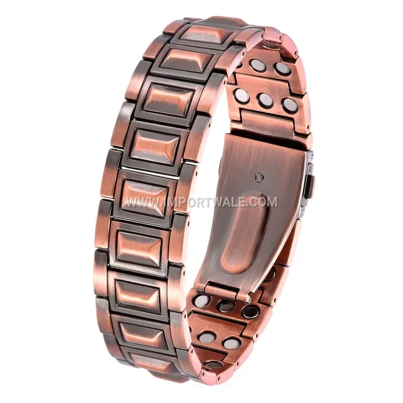 Retro Three-Row Alloy Bracelet with Raised Texture and Watch Clasp