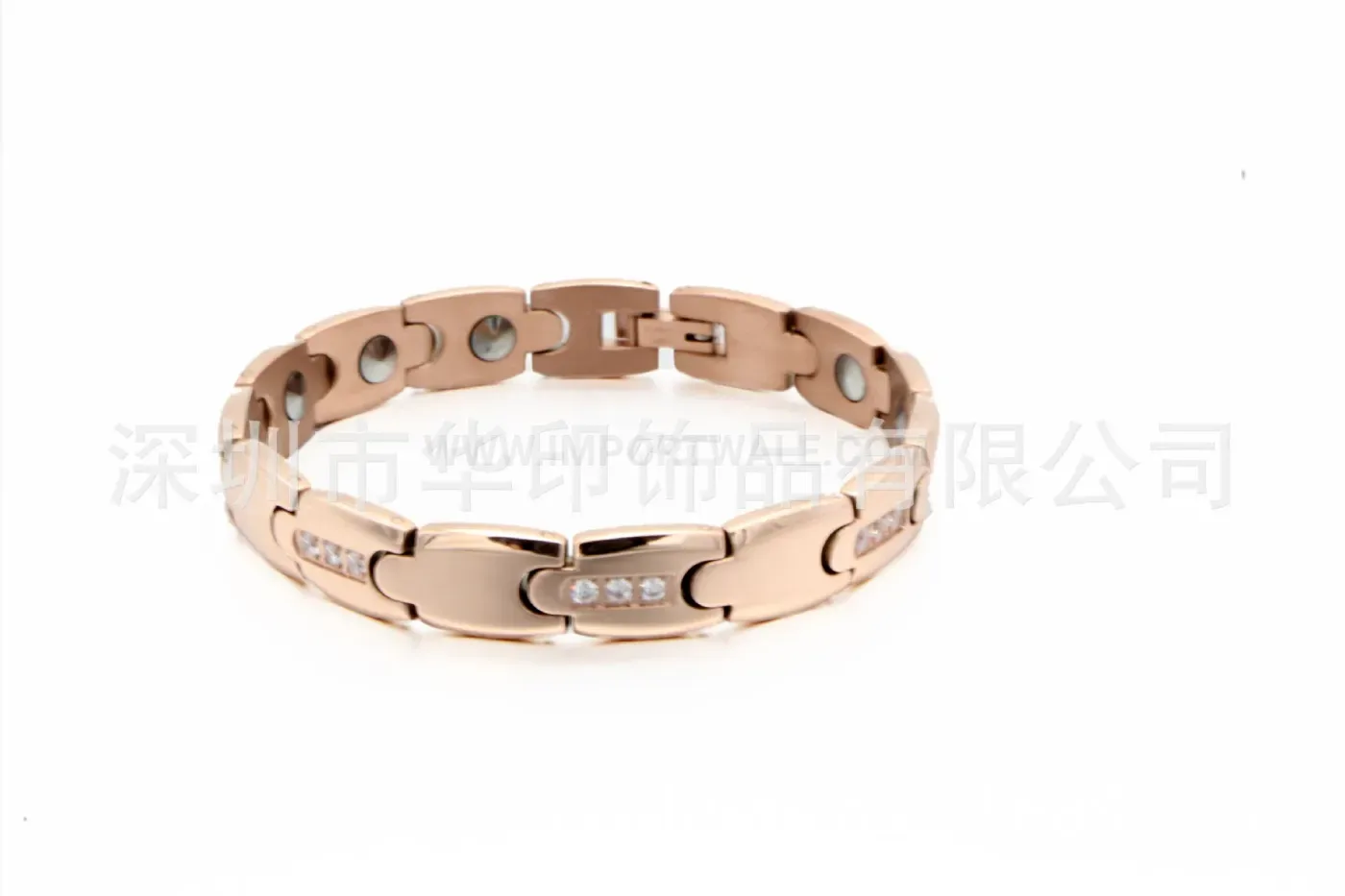 Classic Rhinestone Germanium Bio Magnetic Stainless Steel Bracelet
