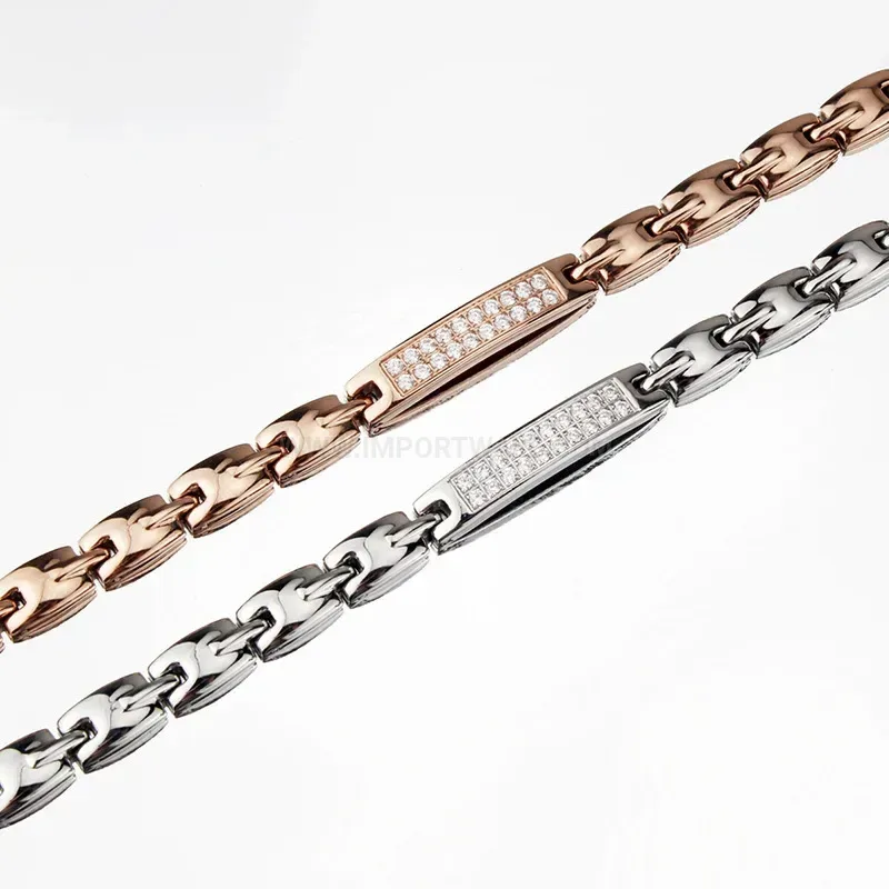 Modern Pure Titanium Rose Gold Bio Magnetic Germanium Bracelet