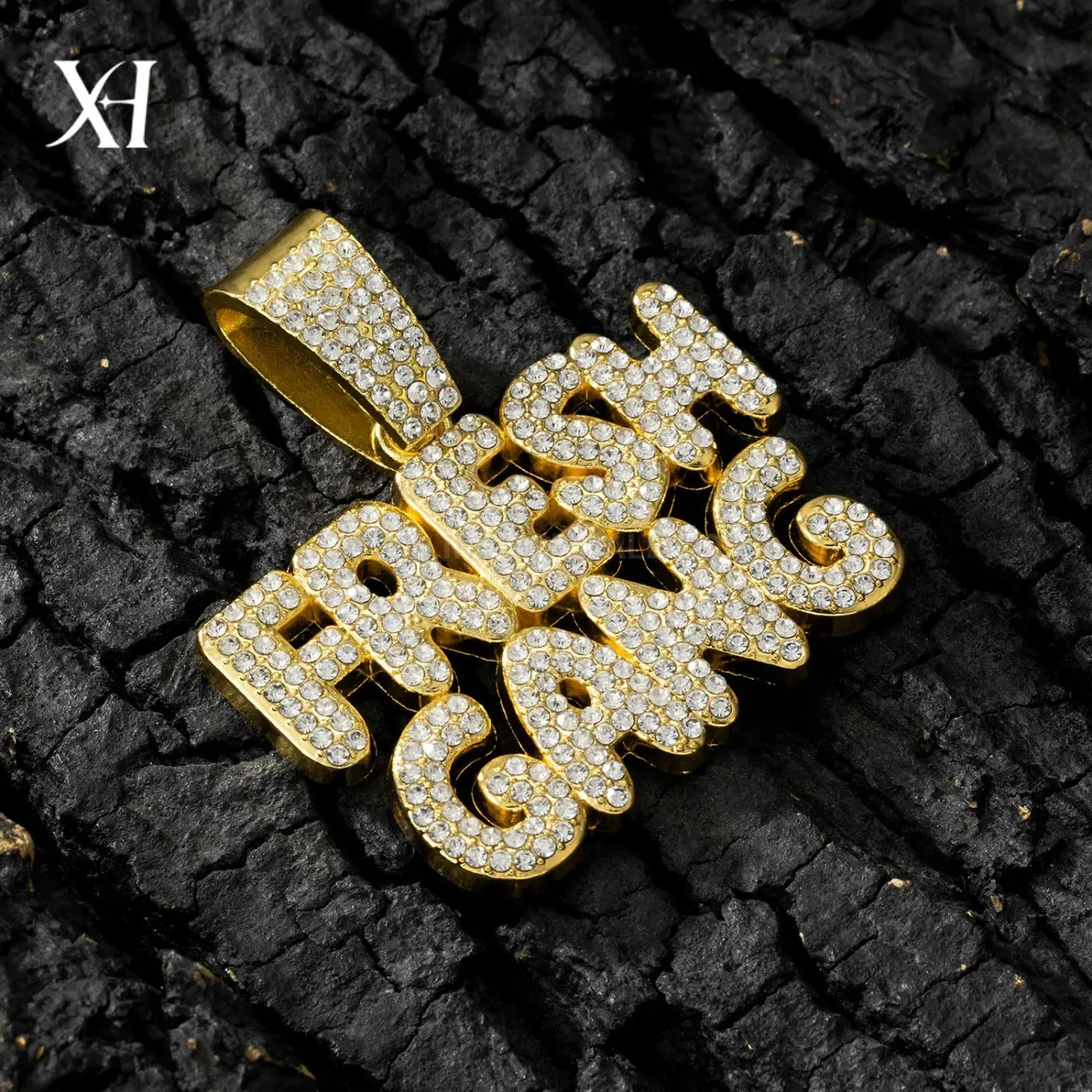 Trendy Iced Out Letter Pendant Cuban Chain Hip Hop Necklace