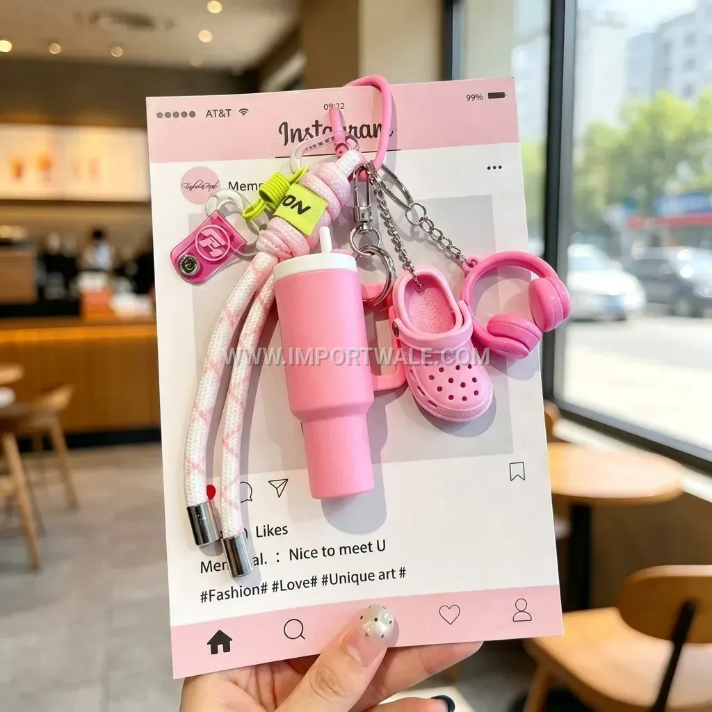 Sporty PVC Water Bottle Bag Charm Keychain