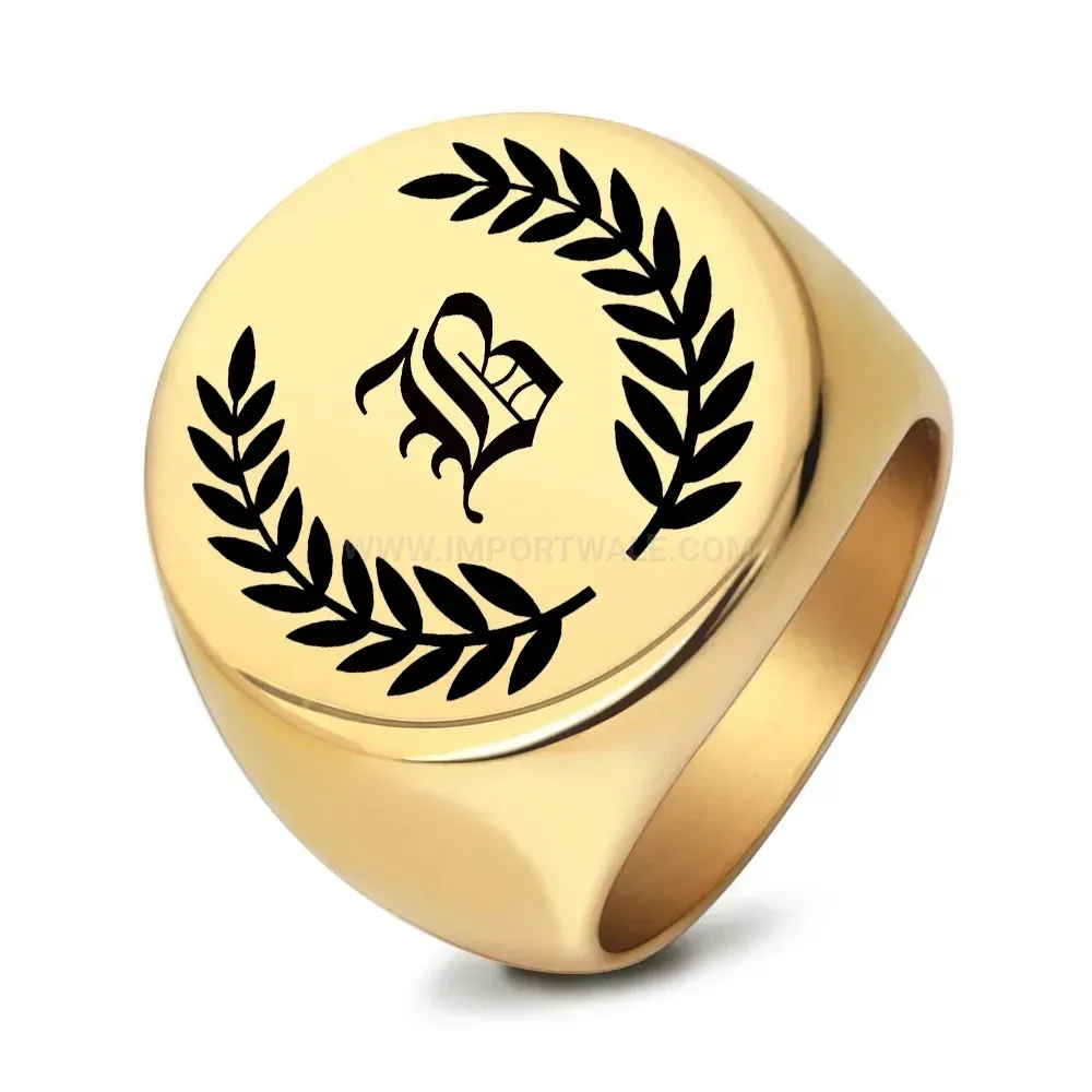 Premium Vintage Engraved Initial Letter Stainless Steel Band