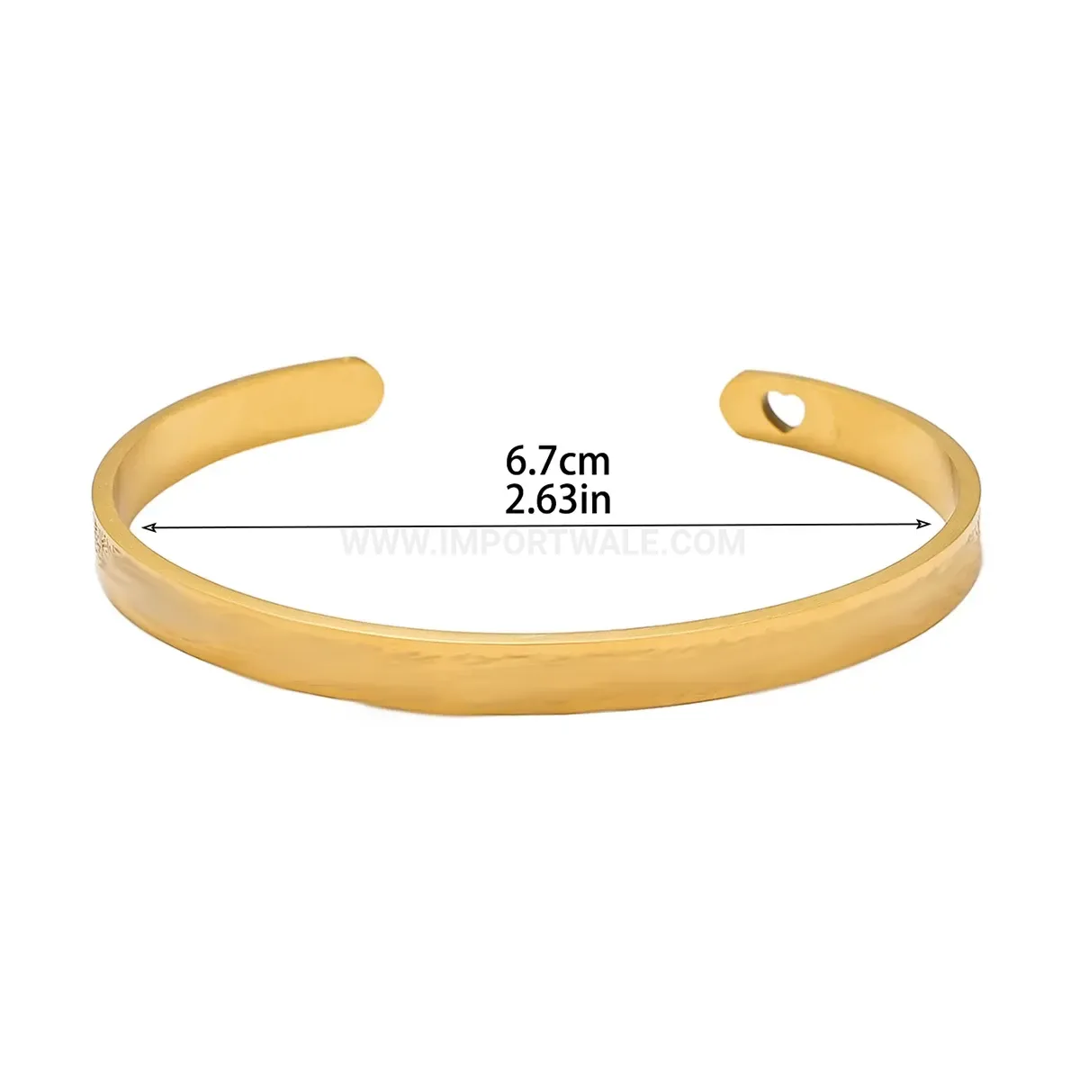 Heart Ayatul Kursi Plated Stainless Steel Cuff Bracelet