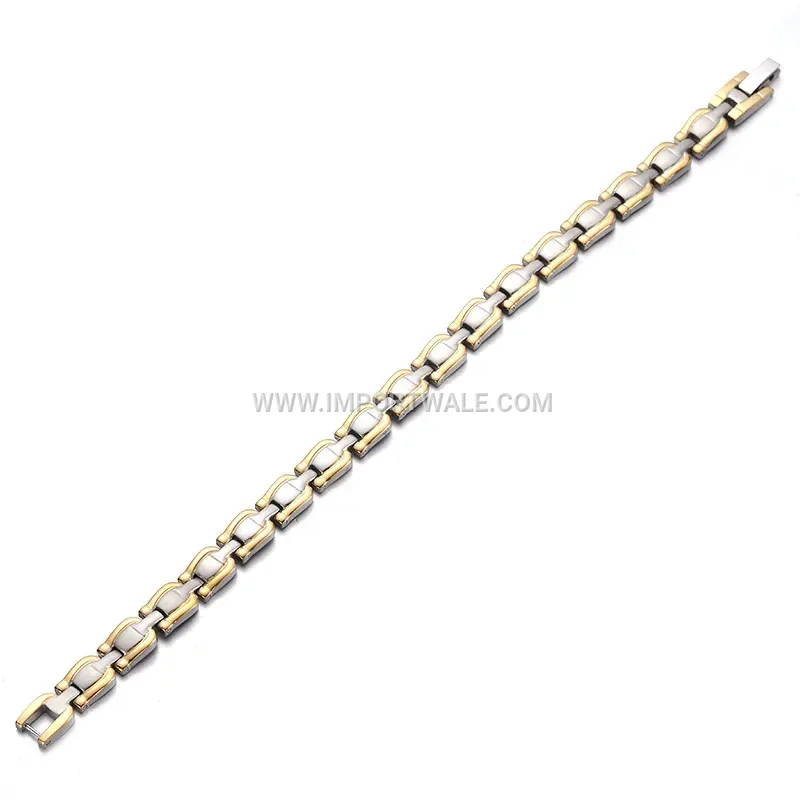 Sleek Two-Tone Gold and Silver Titanium Steel Magnetic Bracelet