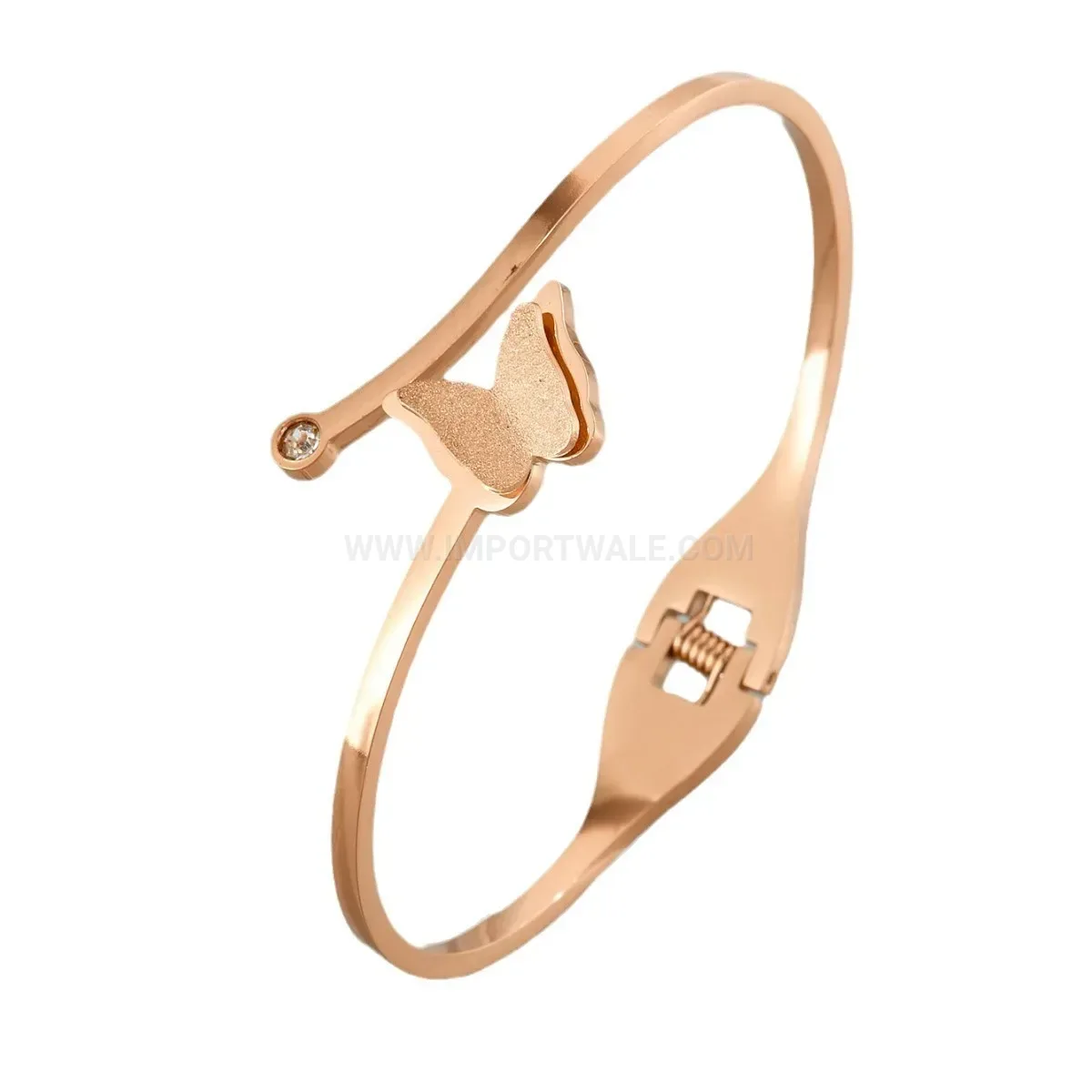 Frosted Butterfly Motif Titanium Steel Sleek Bangle