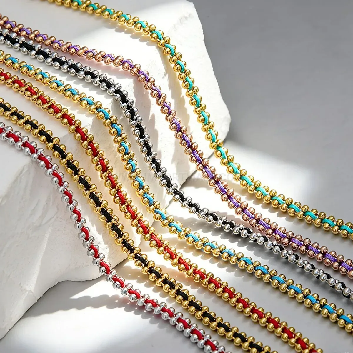Stylish Minimalist Woven Cord Stainless Steel Bracelet With Vacuum Plating