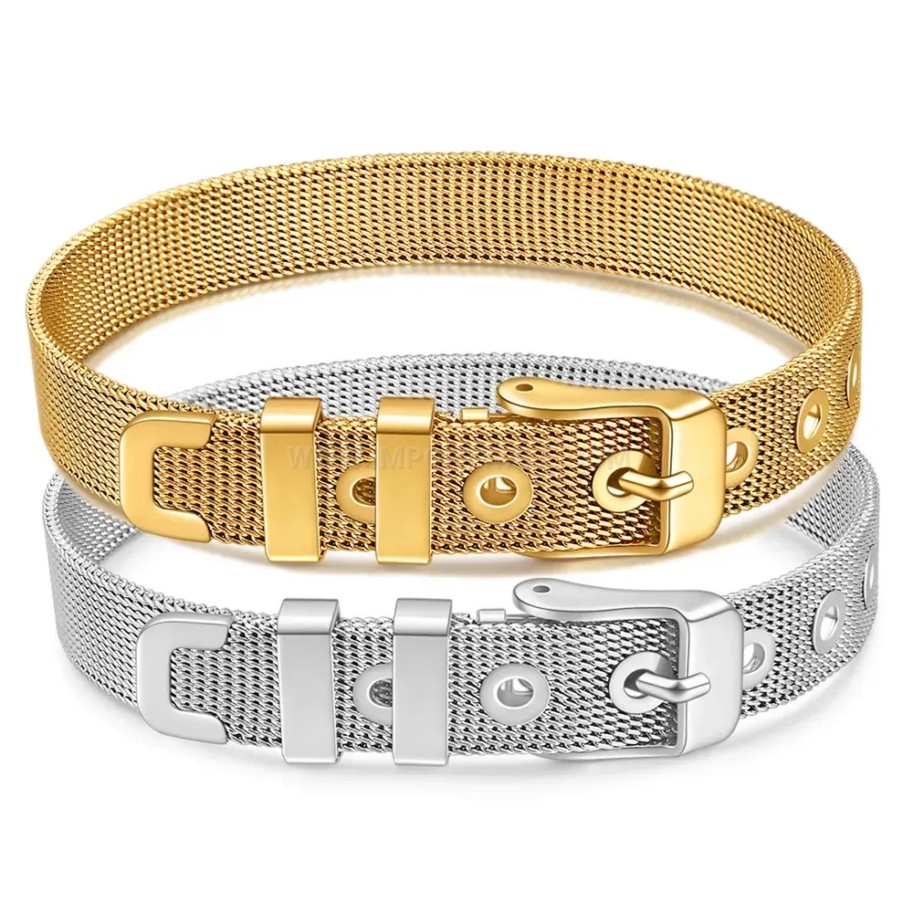 Sleek Stainless Steel Mesh Watchband Style Bracelet