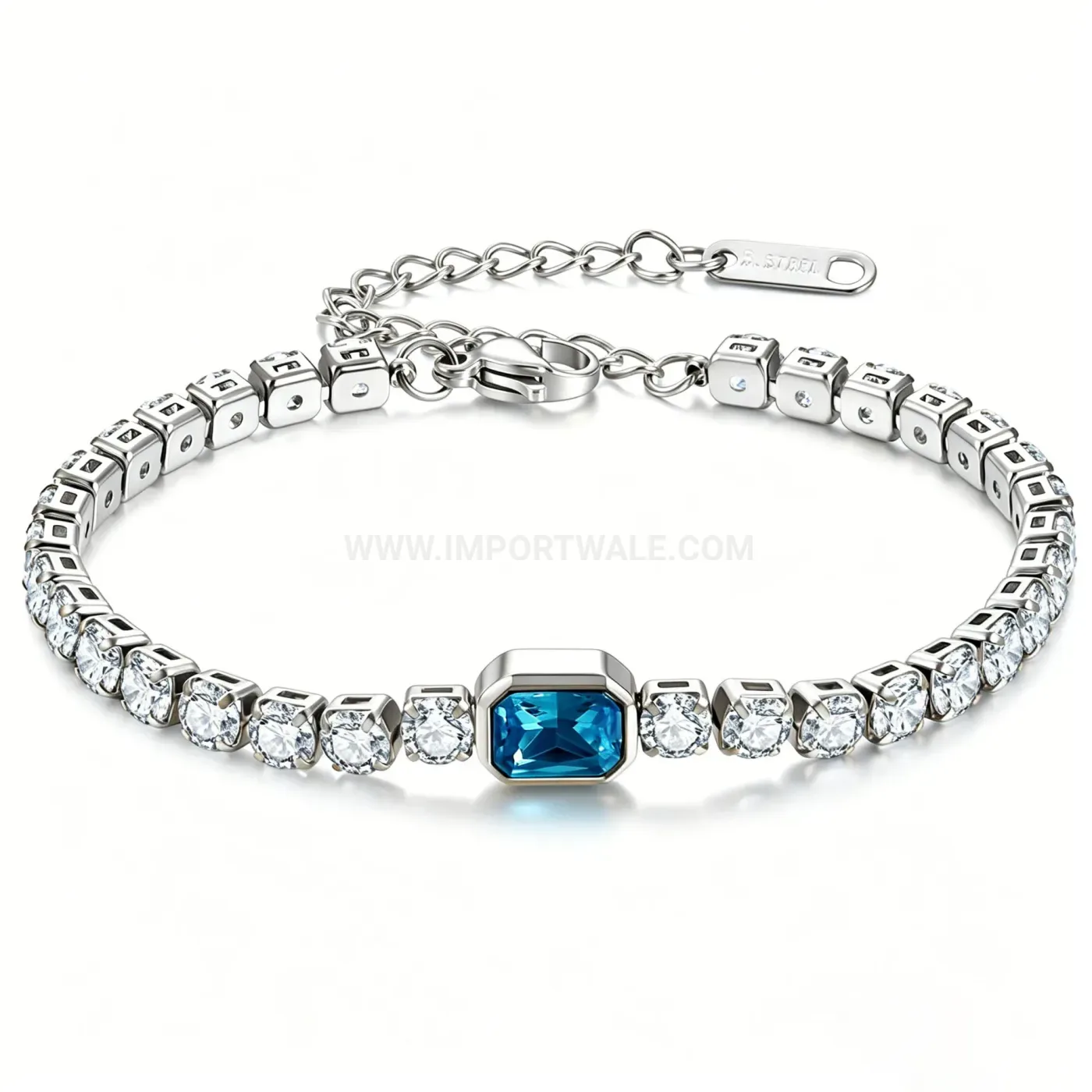 Stainless Steel Heart Zircon Sparkle Tennis Link Bracelet