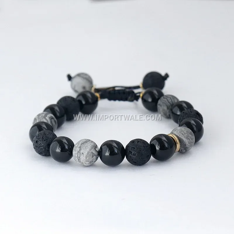 Tricolor Geometric PU Leather Wave Charm Bracelet