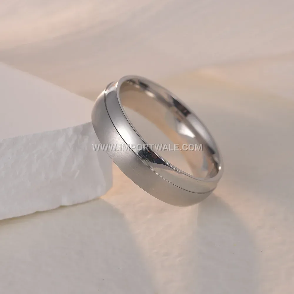Stainless Steel Rhinestone Inlaid Band Ring