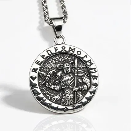 Vintage Aztec Sun Calendar Stainless Steel Pendant