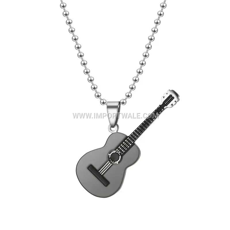 Titanium Steel Music Guitar Pendant Necklace