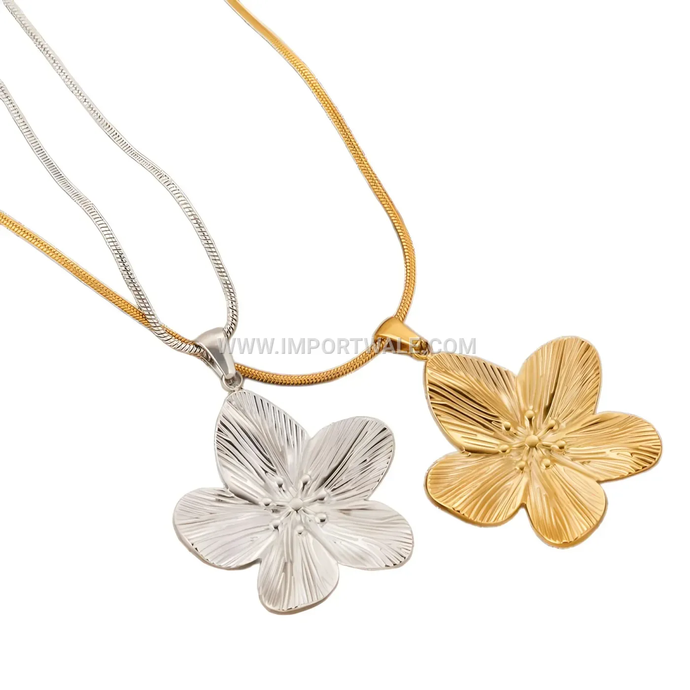 Elegantly Plated Stainless Steel Snake Chain Long Pendant Necklace
