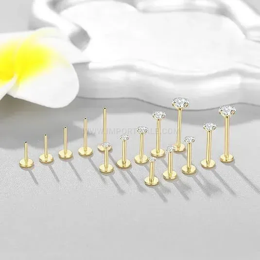 Designer Claw-Set Zircon Stainless Steel Push-In Piercing Earring