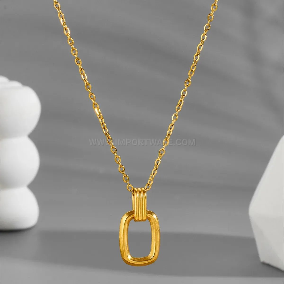 Minimalist Interlocking Double Ring Titanium Steel Necklace
