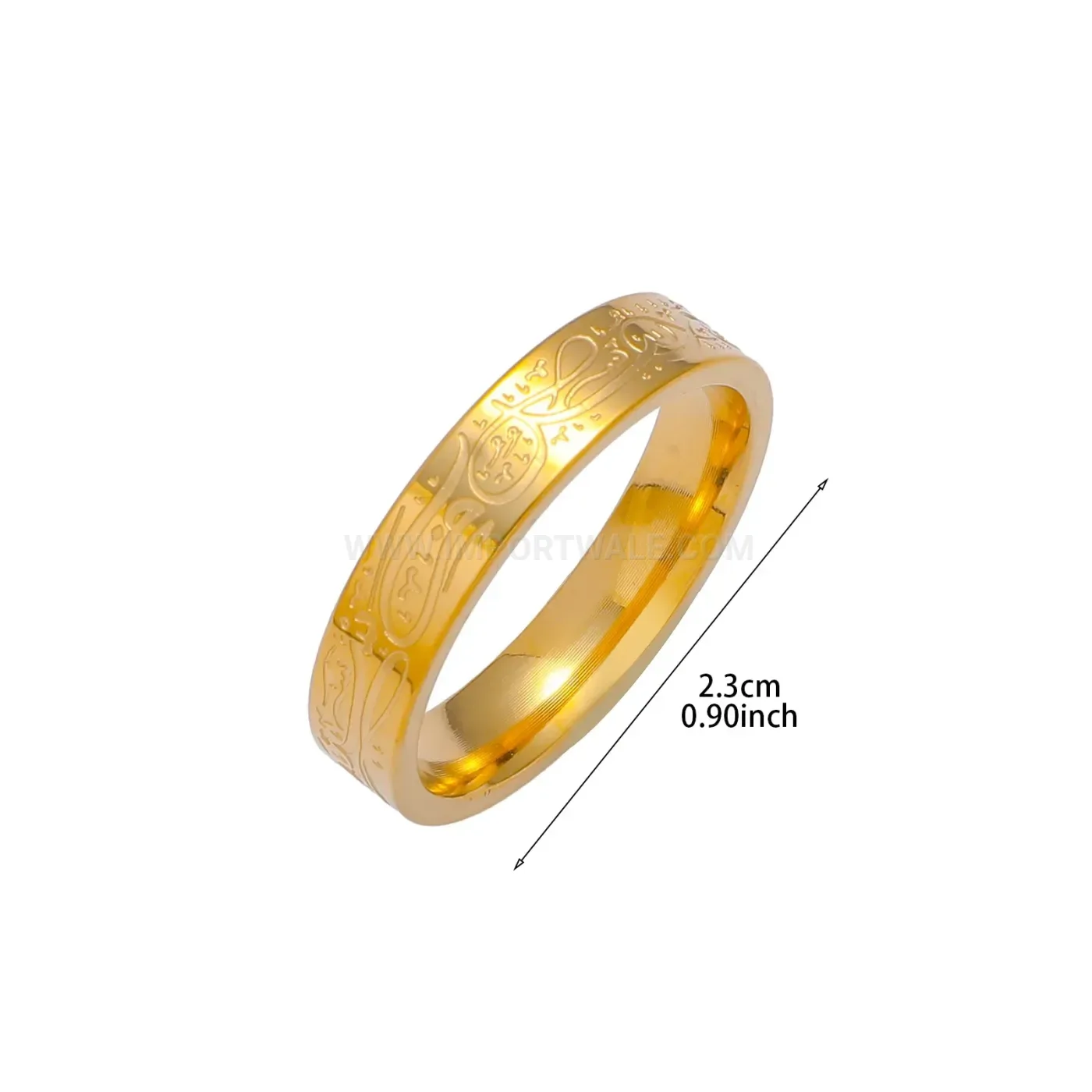 Engraved Stainless Steel Islamic Script Ring for Women