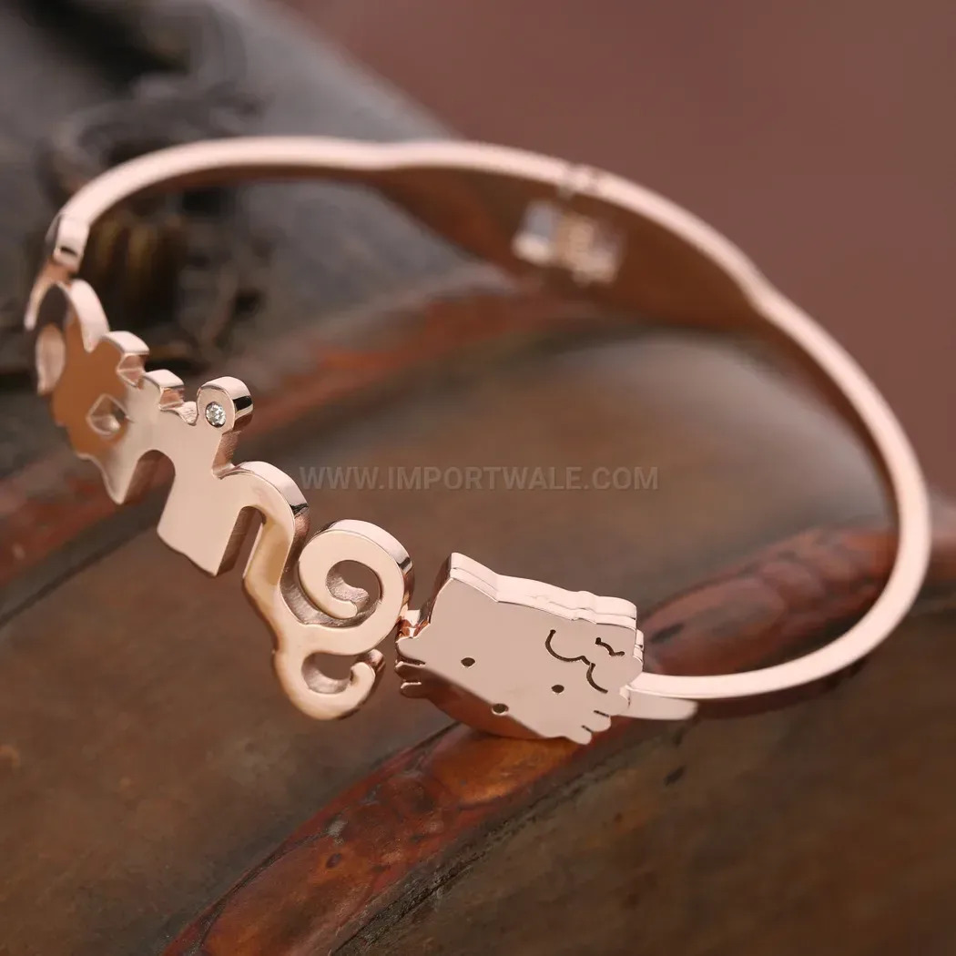 Elegant Dainty Kitten Stainless Steel Open Bangle Bracelet