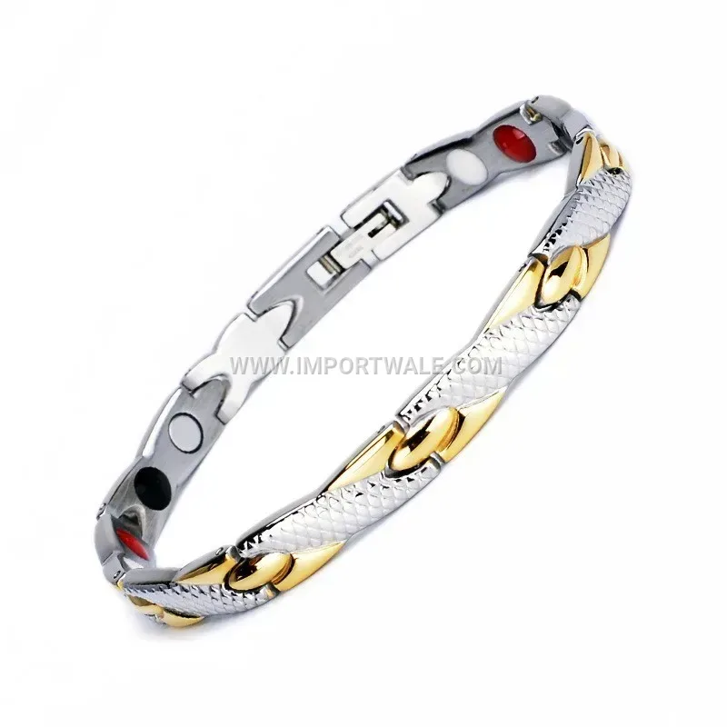 Wavy Snake Texture Plated Magnetic Therapy Chain Bracelet