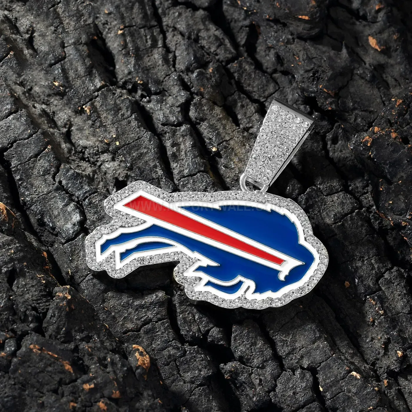 Iced Out Football Team Pendant with Cuban Chain Collar