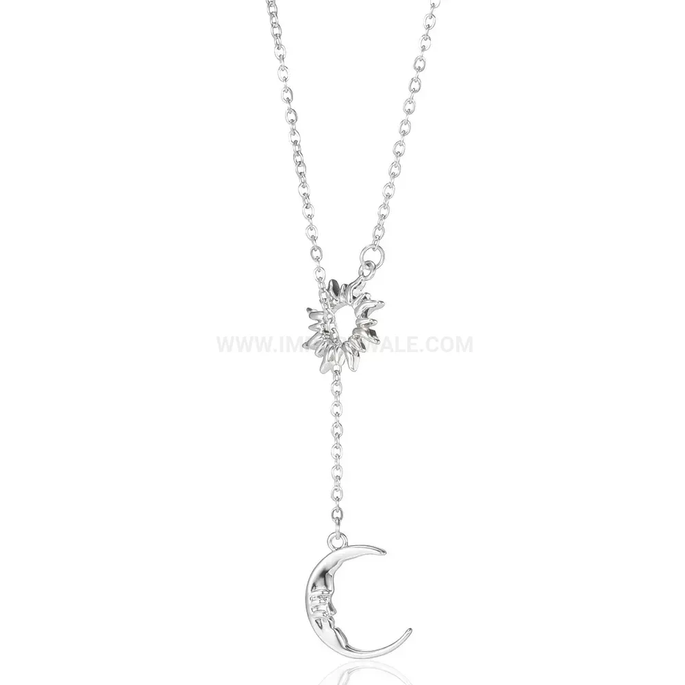 Sun and Moon Dainty Stainless Steel Y Pendant Necklace