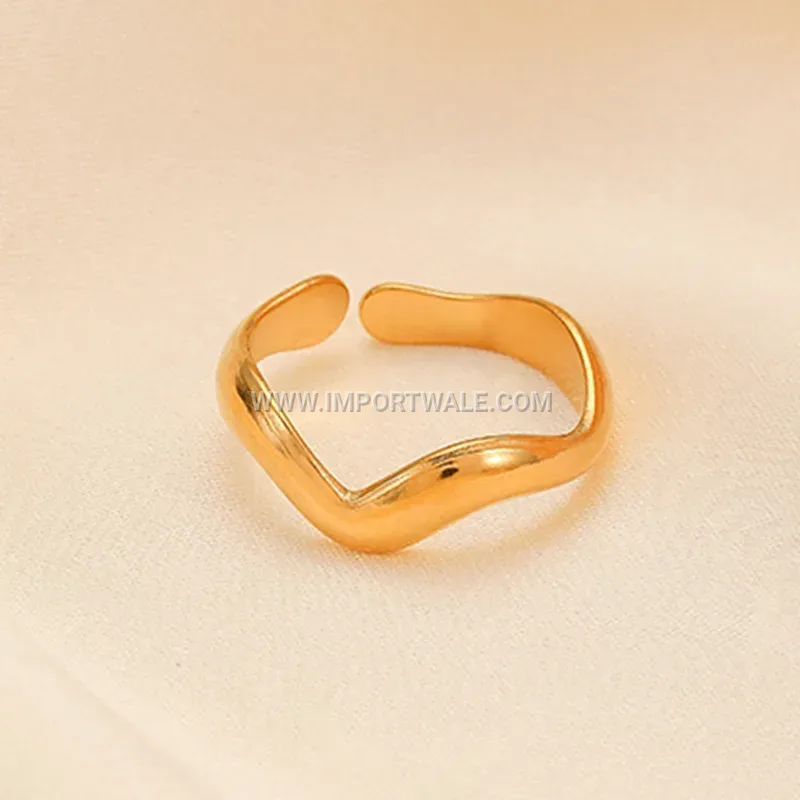 Wavy Pressed Texture Open Stainless Steel Ring
