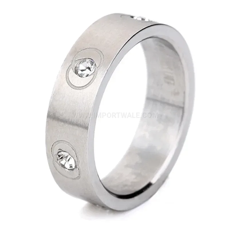 Elegant Double Wrap O-Ring Crystal Stainless Steel Ring