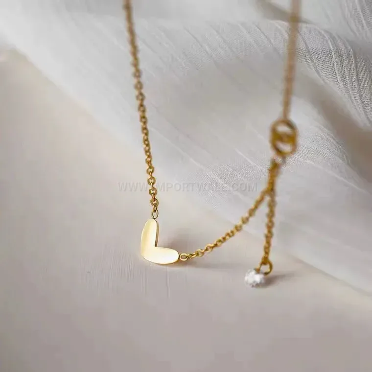 Designer Dainty Heart Tassel Titanium Steel Choker Necklace