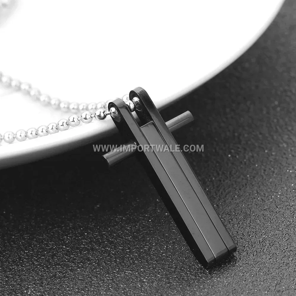 Rhinestone Encrusted Cross Stainless Steel Necklace