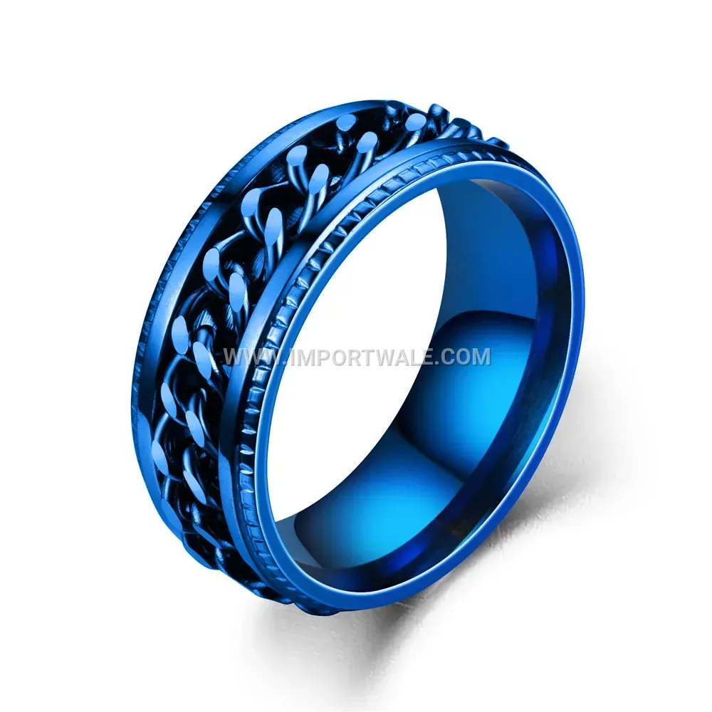 Spinner Chain Textured Stainless Steel Ring