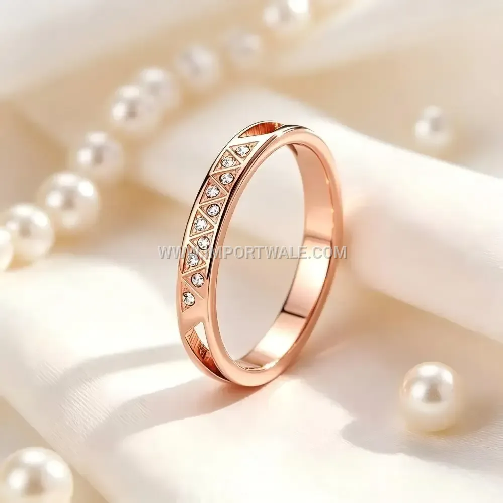 Geometrically Cut Triangle Stainless Steel Zircon Ring