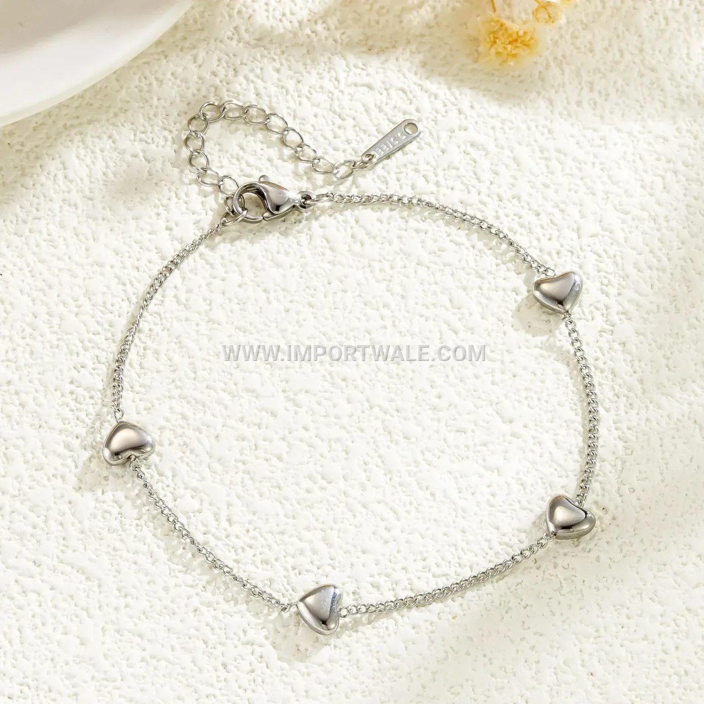 Minimalist Heart Motif Stainless Steel Anklet